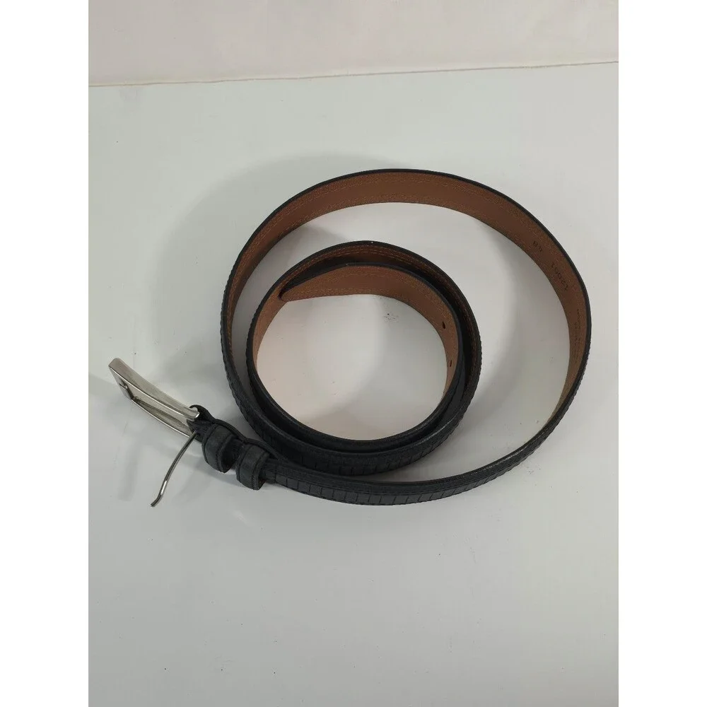 Lejon textured black leather dress belt